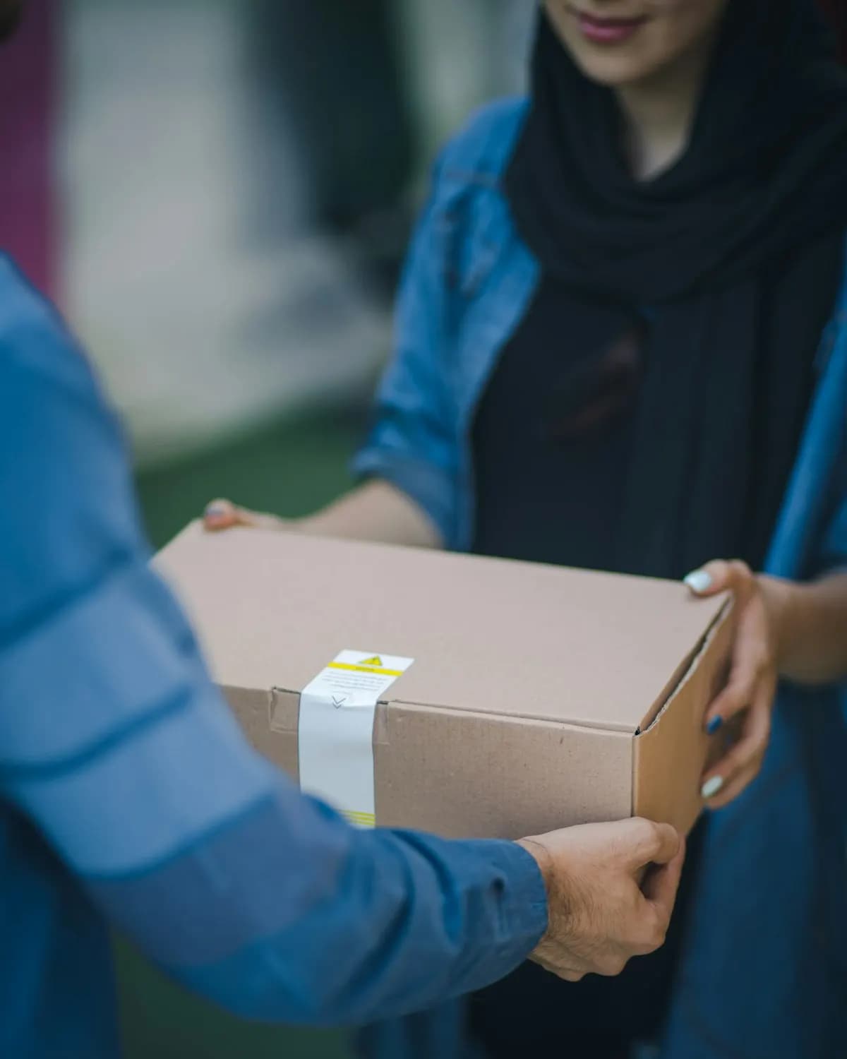A parcel being handed over